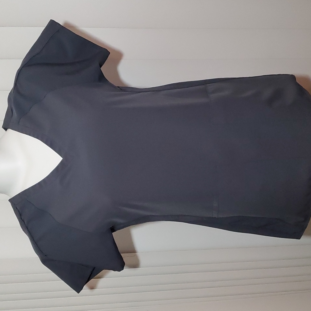 WONDERWINK NEO Dark Gray V-Neck Short-Sleeve Scrub Tunic Top - EUC - Sz XS